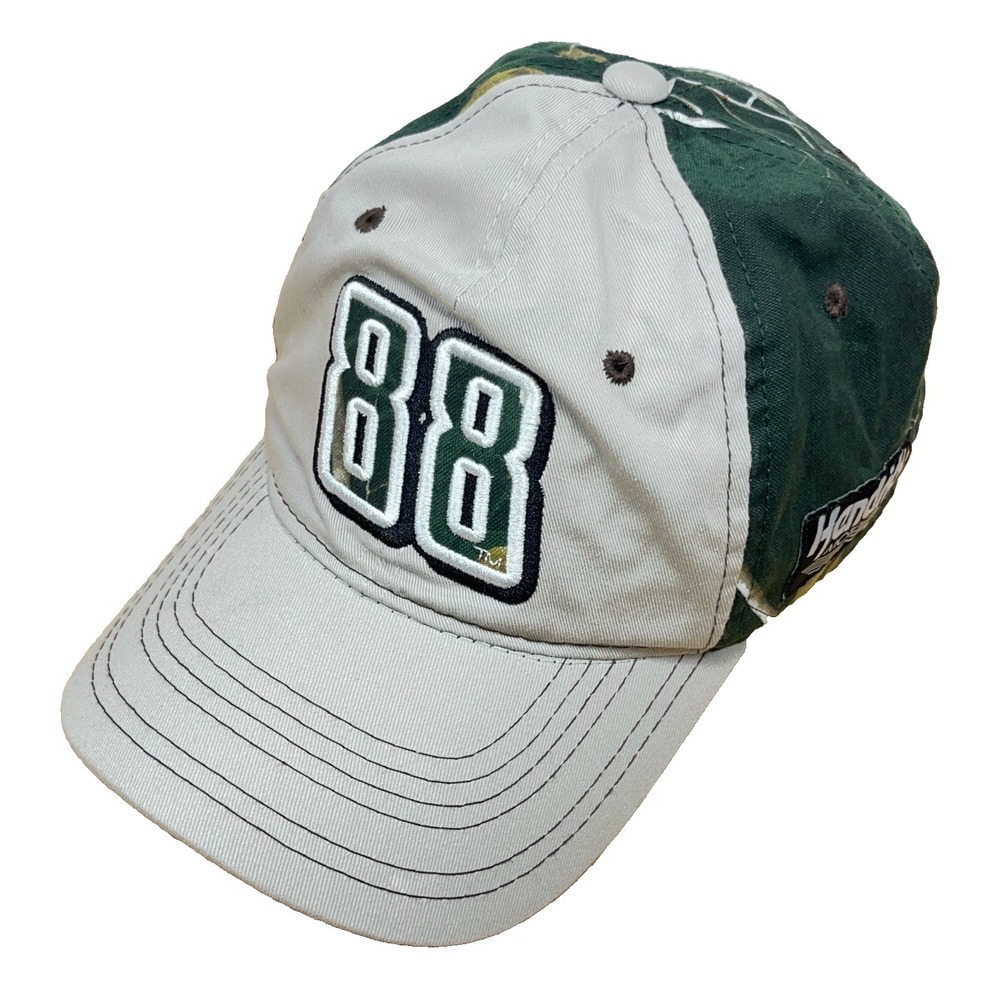 Vintage Dale Earnhardt Jr Hat Cap Strap Back Realtree Camo Green Gray Adjustable